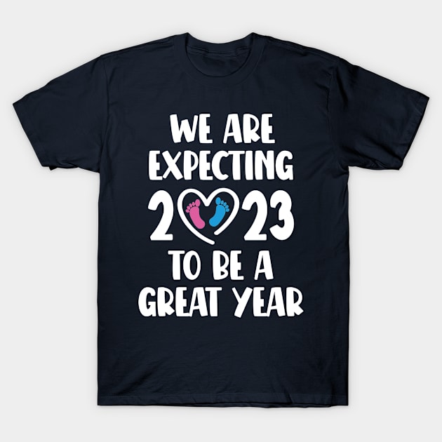 New Baby Announcement Future Mom & Dad, We Are Expecting 2023 to Be a Great Year - Christmas Pregnancy Gift Gender Reveal Party T-Shirt by EleganceSpace